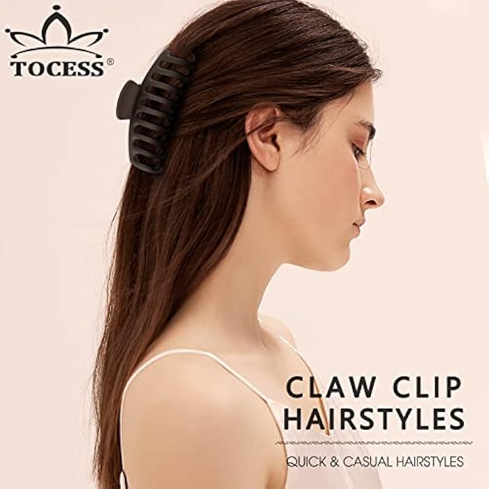 TOCESS Big Hair Claw Clips for Women Large Claw Clip for Thin Thick Curly Hair 90's Strong Hold 4.33 Inch Nonslip Matte Hair Clips (4 Pcs) - Image 4
